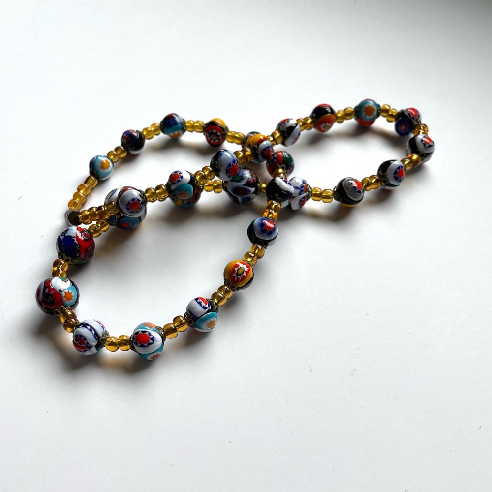 Gorgeous vintage Murano/Venetian style art glass millefiori necklace barrel clas - Picture 10 of 12